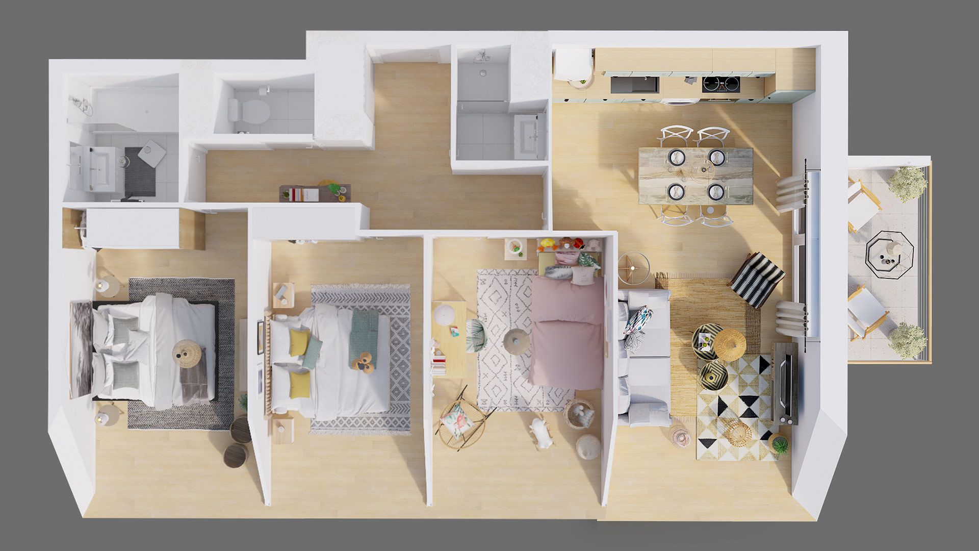 DEMATHIEU BARD IMMOBILIER - L'Écrin des Jardiniers - Appartements neufs & maisons individuelles neuves à Nancy - Axométrie logement type T4