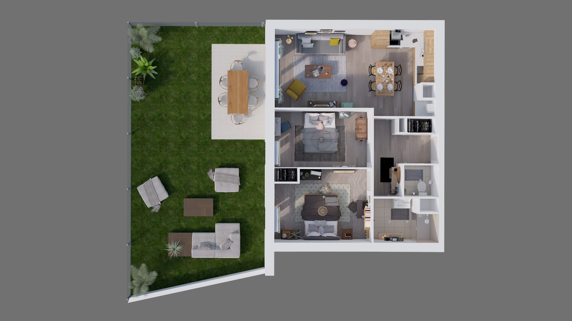 DEMATHIEU BARD IMMOBILIER - L'Écrin des Jardiniers - Appartements neufs & maisons individuelles neuves à Nancy - Axométrie logement type T3